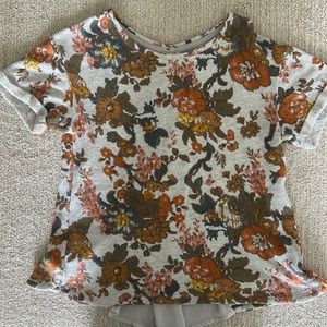 Anthropologie “Saturday Sunday” floral sweatshirt with lace / button details
